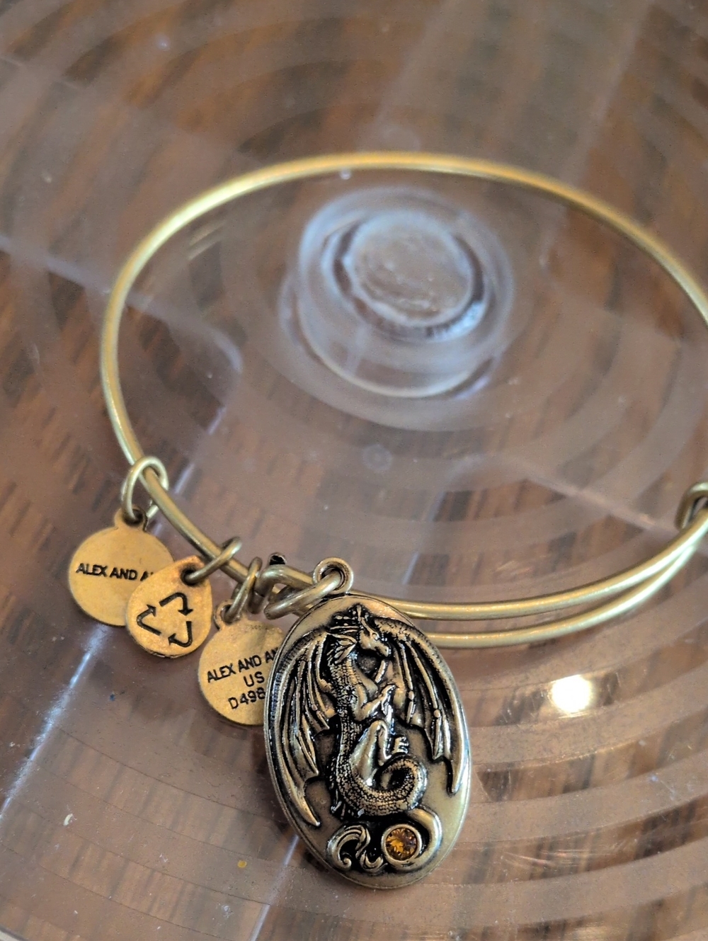 Alex and Ani Antique Gold Dragon Charm Expandable Bracelet